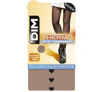 DIM Donna - Collant termici caldi e trasparenti x1 | Effetto pelle illusoria | Fodera in pile | Riciclabile con Terracycle, Cuore nero, L-XL
