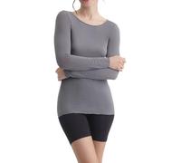 DIM Maglietta Donna in Cashmere a Manica Lunga con Scollo a Barca x1 | Top Caldo e Ultra Morbido | Ideale per l'inverno | Look Elegante, Grigio Comfort, M
