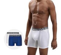 DIM Boxer Long 3D Flex Air Traspirabile Uomo x2, Blu Acciaio/Bianco, L