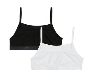 DIM Reggiseno bambina Les Pockets Ecodim x2 | Cotone morbido e resistente | Comfort quotidiano | Set di 2 | Fantasie multicolori, Nero/Bianco, 14 anni