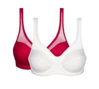 Dim Reggiseno con Ferretto in Cotone Organico Generous x2 Donna, Rosso Ciliegia/Bianco, 75D