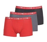 DIM Boxer in Cotone Elasticizzato Traspirante Supporto Ottimale Uomo x3, Grigio Piombo/Rosso Chill/Nero, XXL