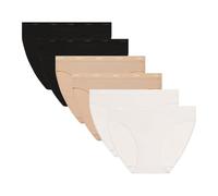 DIM Slip da donna Set di 6 | Les Pockets Cotone Ecodim | Morbidezza e comfort | Cintura invisibile | Multicolore | Stile classico, Bianco/pelle/nero, L