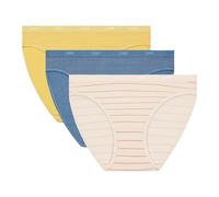DIM Slip Donna con Tasche in Cotone x3 | Slip Multicolore | Comfort in Cotone ed Elastan | Cintura Morbida | Stile Quotidiano, Lotto a Strisce, S