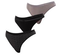 DIM Slip Perizoma Pockets in Cotone Donna x3, Pacchetto Nero Logo, M