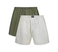 DIM Uomo Pantaloni galleggianti in Cotone Elasticizzato x2 | Traspiranti e Confortevoli | Modelli Moderni | Cintura con Logo | Certificazione Oeko-Tex, Strisce retrò/Verde Tennis, XXL