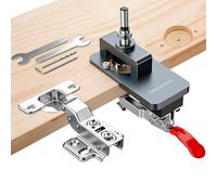 Dima per cerniera nascosta in metallo da 35MM con morsetto rapido, guida localizzatrice accurata per perforazione fori, strumento professionale per lavorazione del legno per montaggio cerniere di