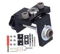 Dima per Fori Legno 3 in 1, Guida Regolabile per Spinatura a Tasca, Set Utensili Falegnameria 52MM - Alluminio Anodizzato, Drill Locator Multifunzione, Ideale per Progetti DIY