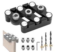 Dima per Spinatura Legno Professionale, Design a Parallelogramma, con Boccola di Foratura da 6 mm/10 mm, Punta di Arresto da 6 mm/8 mm/10 mm e Chiave, per Foratura Verticale (Nero) (Nero)