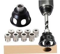 Dima per trapano per fori dritti, 9 pezzi/set in lega di alluminio autocentrante con boccole da 3-10 mm per utensili da falegnameria, blocco guida portatile per fori dritti