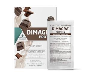 Dimagra Protein - Integratore Proteico per Dieta Chetogenica - Proteine in Polvere - Gusto Cioccolato - 10 buste da 22 g