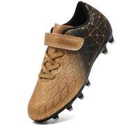 DimaiGlobal Scarpe da Calcio Bambini Ragazzi con Tacchetti Bassi Professionali Scarpe da Calcetto Futsal e Allenamento per Interno/Esterno - Antiscivolo Junior 36EU Oro