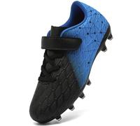 DimaiGlobal Scarpe da Calcio Bambini Ragazzi con Tacchetti Bassi Professionali Scarpe da Calcetto Futsal e Allenamento per Interno/Esterno - Antiscivolo Junior 32EU Nero/Blu