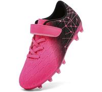 DimaiGlobal Scarpe da Calcio Bambini Ragazzi con Tacchetti Bassi Professionali Scarpe da Calcetto Futsal e Allenamento per Interno/Esterno - Antiscivolo Junior 34EU Rosa