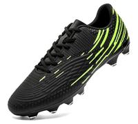 DimaiGlobal Scarpe da Calcio con Tacchetti Uomo Donna Professionali Scarpe da Calcetto per Prato Artificiale Futsal e Allenamento per Interno/Esterno - Antiscivolo Junior 39EU Nero/Verde