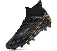 DimaiGlobal Scarpe da Calcio con Tacchetti Uomo Donna Scarpe da Calcetto per Prato Artificiale Futsal e Allenamento per Interno/Esterno High Top Antiscivolo Junior 46EU Nero