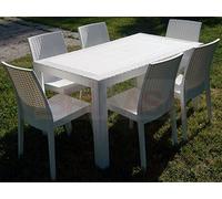 DIMAPLAST Set Garden Tavolo e 6 Sedie da Giardino Bianco