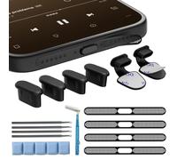Dimdouda Kit di Tappi Antipolvere USB-C & Coperture Antipolvere per Altoparlanti e Pasta Detergente per iPhone 18 PRO Max/17/16/15 - Kit di Pulizia per Porte, Griglie e Altoparlanti - Nero