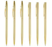 Dimeho 6 penne a sfera sottili dorate da 1,0 mm, a punta media, retrattili, con inchiostro nero metallizzato, mini penne coniche, piccole penne coniche, scrittura liscia, per uomini, donne, ufficio