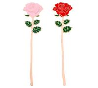 Dimeho Confezione da 2 segnalibri in metallo con rose rosse Porta pagine di libri in metallo Segnalibri floreali per San per donne Amanti dei libri Compleanno Festa della mamma San