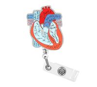 Dimeho Porta badge a forma di cuore, a forma di cuore, retrattile, clip per badge anatomia, divertente per infermiera, pediatria, badge infermieristico, clip a coccodrillo, per medico, studenti,