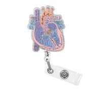 Dimeho Porta badge a forma di cuore Retrattile a forma di cuore Clip per ID Anatomia Divertente Infermiera Porta badge per nome Pediatria Clip per badge infermieristico per Dottore Studente