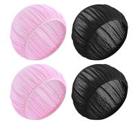 Dimeho Reti per Capelli per Dormire, 4 Pezzi, Reti per Capelli in Rete, per Dormire, Cappelli da Notte in Rete Morbida, Nero + Rosa, Taglia Unica