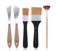 Dimeho Set di 5 coltelli da pittura, frullatore di fondo, pennello piatto e pennello a ventaglio, coltello in acciaio inox, 5 cm e 2,5 cm, pennello paesaggistico per tela acrilica pittura ad olio