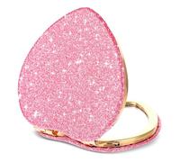Dimeho Specchio compatto pieghevole a forma di cuore ingranditore mini specchio cosmetico portatile da viaggio per borsa doppio lato carino glitter specchio cosmetico per donne casa ufficio San