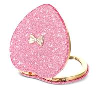 Dimeho Specchio compatto pieghevole a forma di cuore ingranditore mini specchio cosmetico portatile da viaggio per borsa doppio lato carino glitter specchio cosmetico per donna borsa portafoglio casa