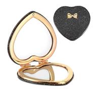 Dimeho Specchio pieghevole compatto a forma di cuore Mini specchio cosmetico con ingrandimento portatile da viaggio specchio per il trucco da viaggio per borsa a mano da donna (nero)