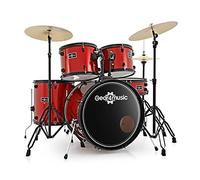 Dimensione completa 5 Piece Beginners Tamburo Kit BDK-1+ di Gear4music Red | Kit Completo 5 Pezzi con Piatti e Ferramenta, Gusci in Pioppo 6 Strati dal Suono Profondo, Stativi Robusti