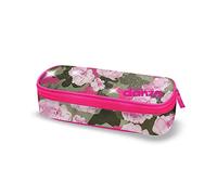 DIMENSIONE DANZA SISTERS CAMOGLITTER, Astuccio Ovale Scuola Elementare e Medie, Astuccio Penne con Zip, Stampa camo su tessuto Glitterato con Dettagli Fucsia Fluo, 26x6x6 cm Taglia Unica