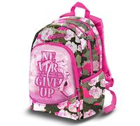 DIMENSIONE DANZA SISTERS CAMOGLITTER, Zaino Scuola Bambina 3 Zip, 2 Tasche laterali, Spallacci Imbottiti Regolabili, Capacità 20L, Tessuto Glitterato Fucsia Fluo