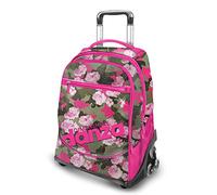 DIMENSIONE DANZA SISTERS CAMOGLITTER, Zaino Trolley Scuola Elementare e Medie Bambina 3 Ruote Glitterato, Spallacci Imbottiti, Regolabili e Nasconidibili, Copri Ruote Salva Giacca, Capacità 36L