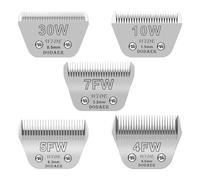Dimensioni 30 W + 10 W + 7FW + 5FW + 4FW staccabili per cani, gatti, pecore e cavalli Set di lame larghe, compatibili con Andis, Oster A5, Wahl serie KM10, lunghezza di taglio da 0,5 mm a 9,5 mm,