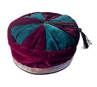 Dimensioni 58 cm, cappello da fumo in velluto nepalese marrone e verde intenso con design tradizionale tibetano, leggero, design elegante, Rosso e verde., M