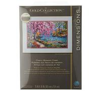 Dimensions Kit per punto croce Cherry Blossom Creek Gold - Tela Aida 16 punti Azzurro 25,4 x 38,1 cm