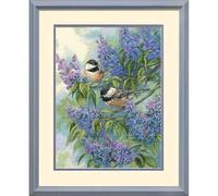 DIMENSIONS D35258 - Kit per punto croce, motivo: Chickadees e lilla, 30 x 41 cm