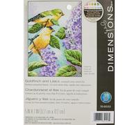 Dimensions Needlecrafts Punto X contato cardellino e Lilla, Cotone, Bianco, 12.7 x 17.7 x 0.1 cm