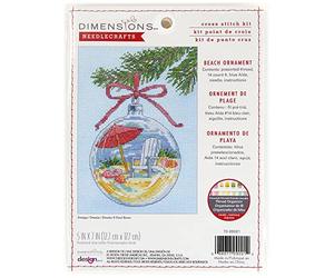 Dimensions Ornamento da Spiaggia Kit per Punto Croce a Tema Natalizio, 14 Cnt. Aida Celeste, 5" x 7", 5 unità