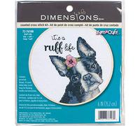 Dimensions Ruff Life - Kit per punto croce, in bambù, 14 pezzi, colore: Bianco Aida, diametro 15,2 cm