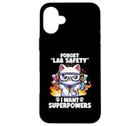 Dimentica la sicurezza del laboratorio I Want Superpowers Cat Funny Science Jokes Custodia per iPhone 16 Plus