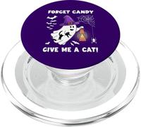 Dimentica le caramelle Dammi un gatto fantasma con in mano un gatto nero Halloween PopSockets PopGrip per MagSafe