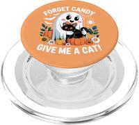 Dimentica le caramelle Dammi un gatto Fantasma di Halloween con in mano un gatto nero PopSockets PopGrip per MagSafe