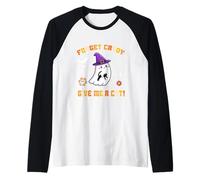 Dimentica Le Caramelle Dammi Un Gatto Fantastico Fantasma con in Mano Un Gatto Nero Maglia con Maniche Raglan
