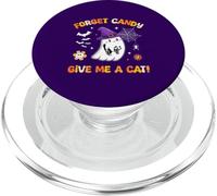 Dimentica le caramelle Dammi un gatto Fantastico fantasma con in mano un gatto nero PopSockets PopGrip per MagSafe