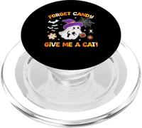 Dimentica le caramelle Dammi un gatto Fantastico fantasma con in mano un gatto nero PopSockets PopGrip per MagSafe