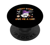 Dimentica le caramelle Dammi un gatto Fantastico fantasma con in mano un gatto nero PopSockets PopGrip Adesivo