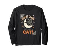 Dimentica Le Caramelle Dammi Un Gatto Moon Ghost Halloween Maglia a Manica